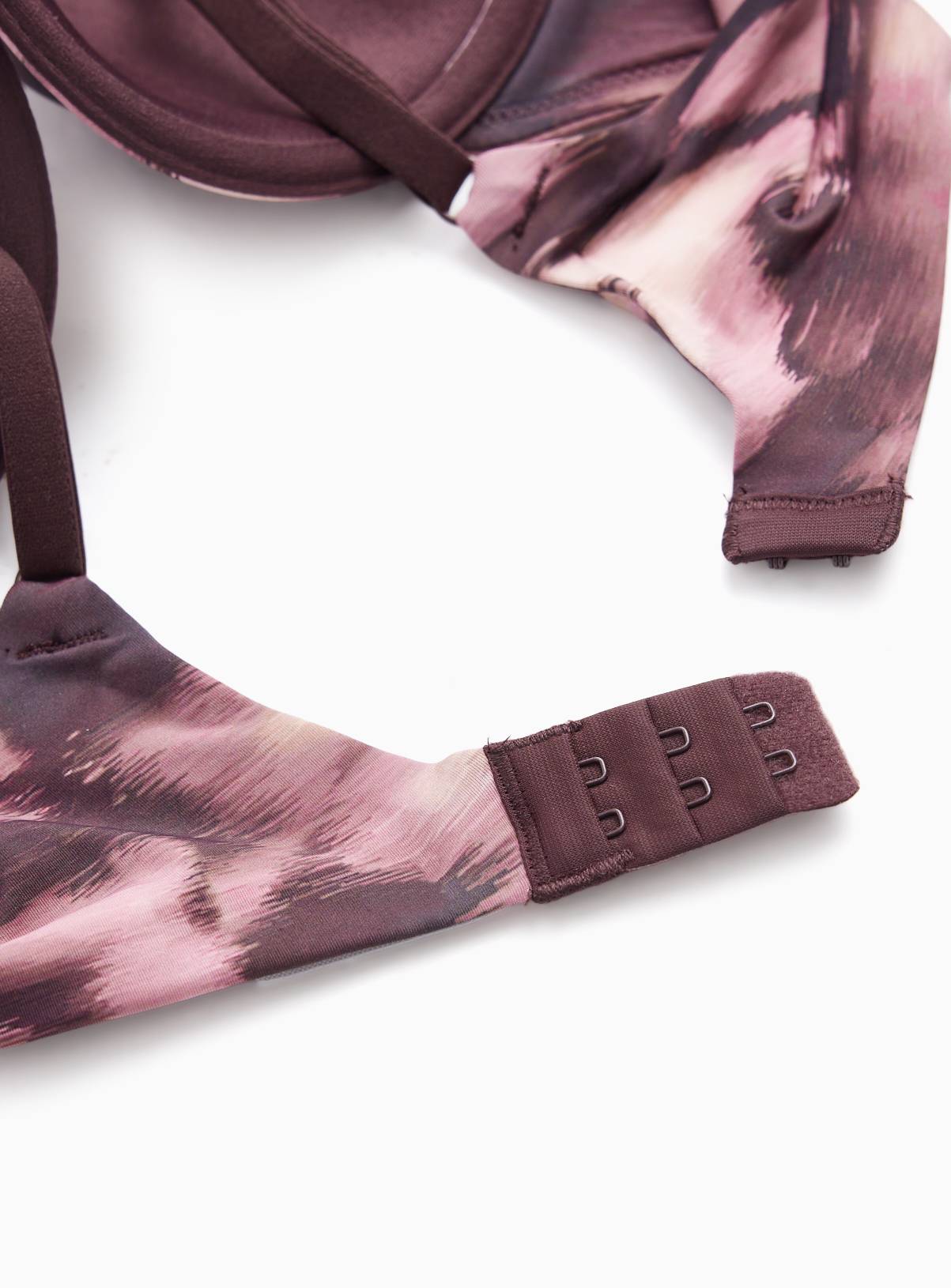 Dark Red Plunge Blurred Floral T-Shirt Bra 32B - Image 4